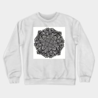 Loopy Loop Mandala - Intricate Black and White Digital Illustration - Vibrant and Eye-catching Design for printing on t-shirts, wall art, pillows, phone cases, mugs, tote bags, notebooks and more Crewneck Sweatshirt